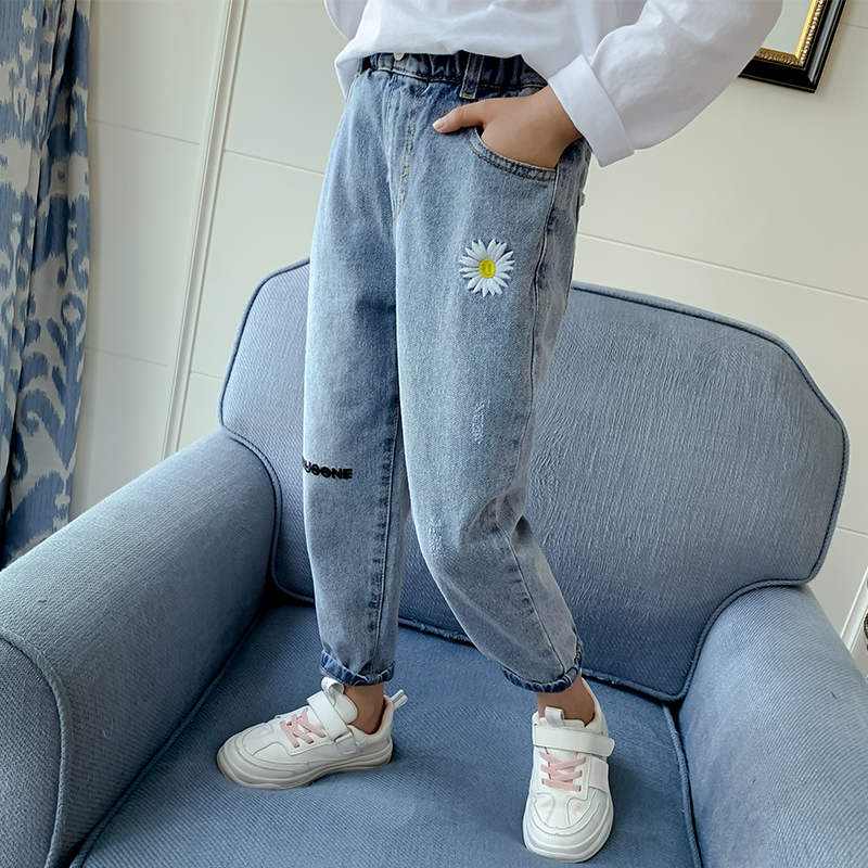 Girl Baby Chicks Jeans Autumn Clothing 2022 New Big Children's Net Red Children Foreign Pie Girl Pants Girl Spring Autummy Pants