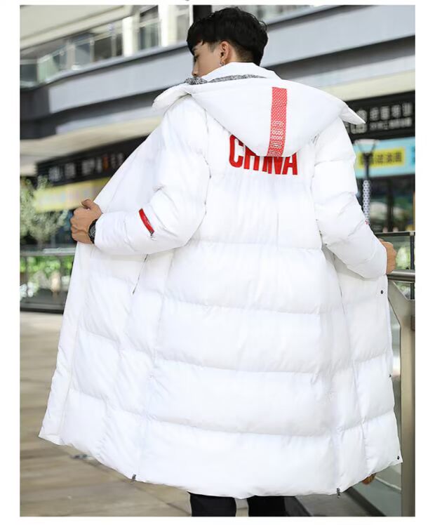 Áo cotton thể thao nam dày đoạn dài qua đầu gối cộng với áo khoác cotton nhung tùy chỉnh in logo mùa đông đào tạo áo bông ấm gió áo phao gile nam