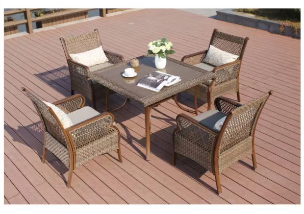 Wicker ghế ba mảnh đồ nội thất sân vườn ngoài trời thanh giải trí thanh thời trang ghế thanh mây bàn ghế kết hợp có thể được trang bị với ô - Đồ gỗ ngoài trời