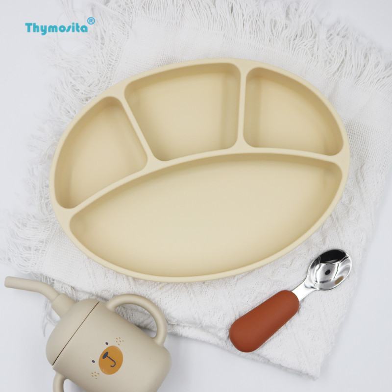 Baby Suction Cup Food Tray with Compartments, Infant-Specific Platinum-Grade Silicone Anti-Drop Tableware, Children's Eating Bowl