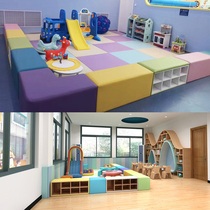 Early education kindergarten long stool Shopping mall play area soft bag fence Childrens sand pool stool Dance studio shoe cabinet stool