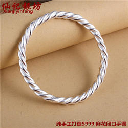 Xianji Handmade Customized Silver Bracelet S999 Sterling Silver Closed Twist Wreath Twisted Twisted Twisted Silver Bracelet