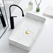 Nordic jazz white table upper basin rectangular wash basin household basin small art basin balcony ceramic washbasin