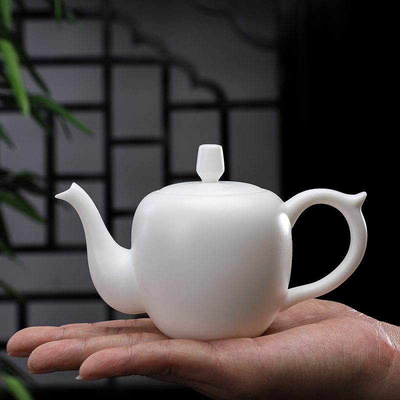 Dehua white porcelain tea set Teapot Wang Wenxiao handmade white porcelain pot Gongfu Tea pot Single pot Beauty pot