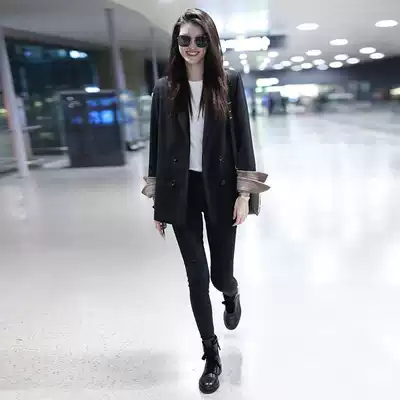 Black blazer women's spring and autumn new casual professional loose design sense niche temperament wild suit top