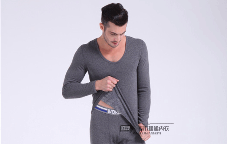 Mùa đông bó sát cơ thể Siêu thấp cổ áo lót nhiệt nam cộng với nhung dày áo ấm đơn mảnh Slim lớn v cổ áo quần mùa thu áo giữ nhiệt nam nhật bản