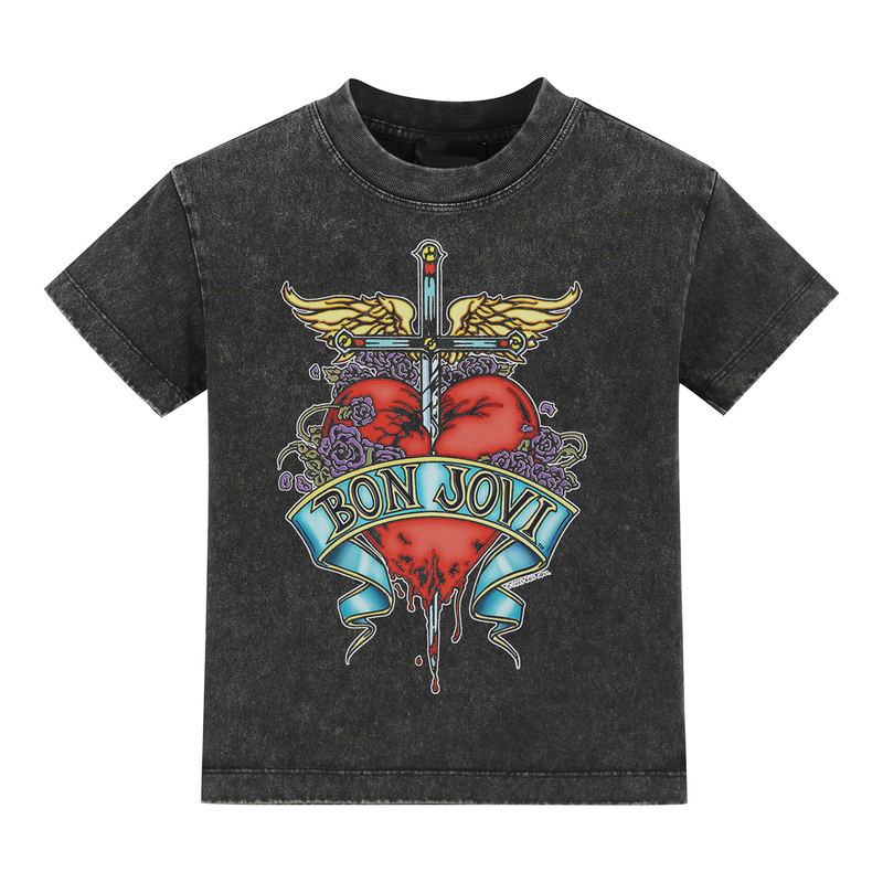 Queen Oaiss Kiss Rock Band Street Dance Washed Loose Children's Kids' Clothing T-Shirt Short Sleeve