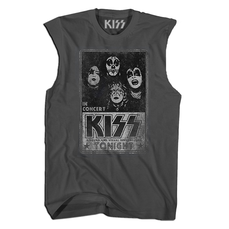 Summer New Kiss Band Rock Punk American Street Style Oversize Cotton Vest Sleeveless T-Shirt for Men