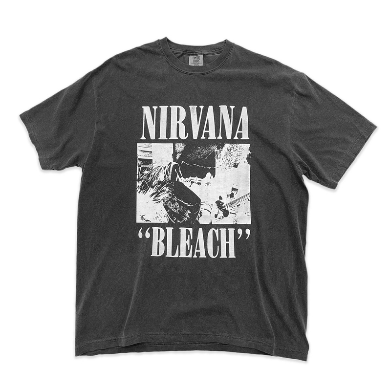 90S Vintage Nirvana Bleach Washed Retro Loose Heavyweight Short-Sleeved T-Shirt