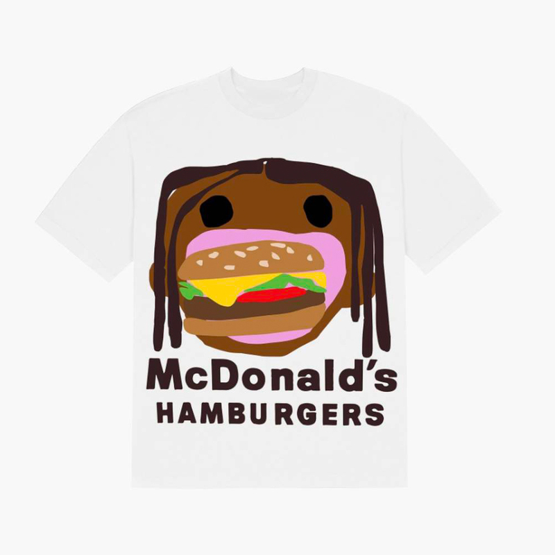 Scott Travis Scott Collaboration Burger Fries Rap Hip Hop Style European and American Trendy Brand T-Shirt