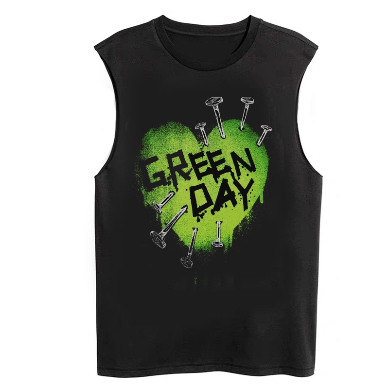 Green Day Rock Sleeveless T-Shirt Men's Loose European and American Street Punk Sleeveless Vest