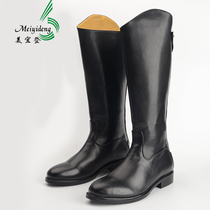 High-end Imported Head Layer Bull Leather Men Dermis Ingléen Parade Boots European and American Trend Zipper Rider Thick Bottom High Cylinder Boots