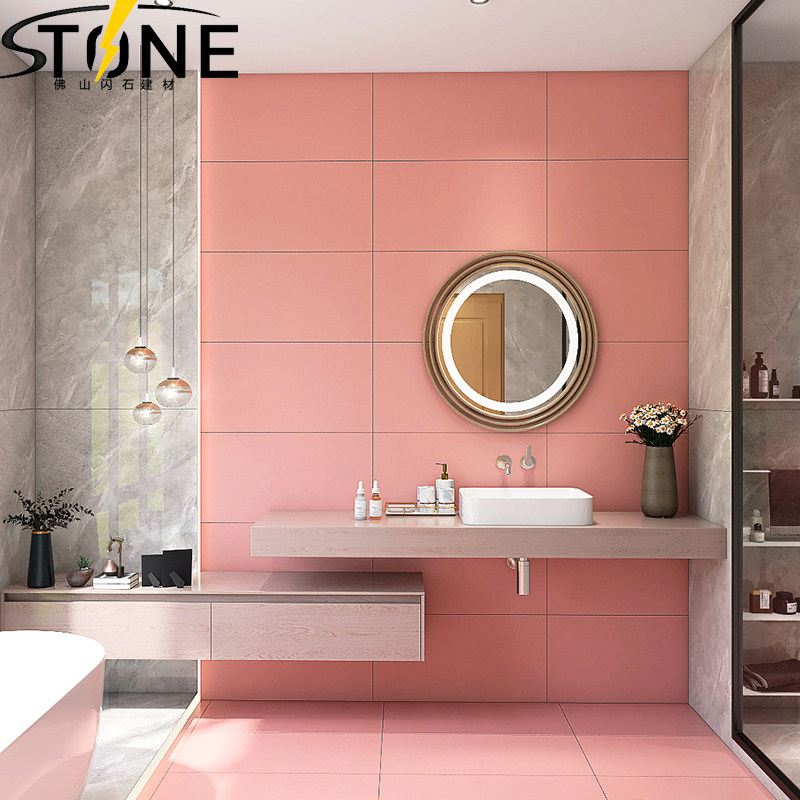 Balcony kitchen wall solid color macaron tile 400x800 floor decoration pink Net Red Wind 1 2 meters background