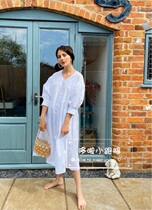 30% off DORA ARKET Wide Poplin Dress Small V-neck Lantern Sleeve Dress