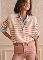 Doxa Sezane Pull Leontine striped buttoned-knitted sweatshirt yoyo Tongo