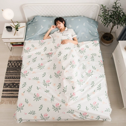 Хлопковый портативный спальный мешок для путешествий для взрослых, пододеяльник для двоих, простыня