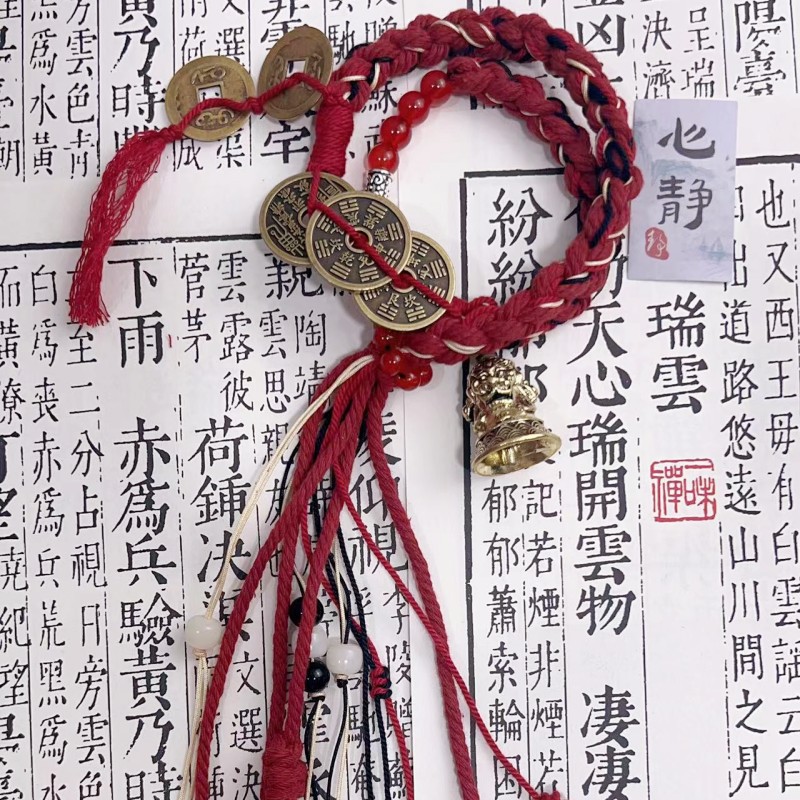 Mountain Ghosts spend money Li Fangwang's new hand chain Concealed Hand Rope Bronze Money Red Rope Compiling Ethnic Wind Hand Woven Bracelet-Taobao