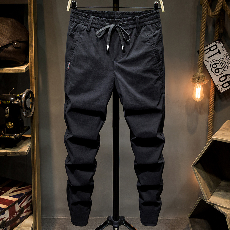 Trendy Brand 2026 Summer Tencel Thin Casual Men's Black Slim-Fit Tapered Pants Jogger Trendy Sports Pants