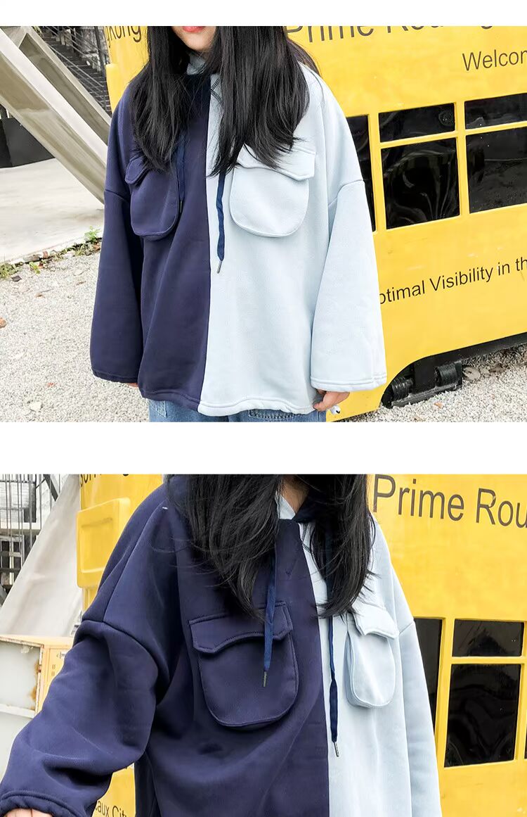 LTGIRL studio ảo thuật gia màu tương phản hai màu với quần áo Han Faner David quá khổ áo kiểu nữ đẹp tuổi 50