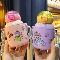 First grade water Cup girl thermos cup children Primary School students small with lid children water bottle with straw kindergarten