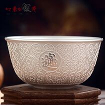 Silver bowl 999 sterling silver tableware set double insulation household silver bowl silver chopsticks silver spoon edible tableware gift