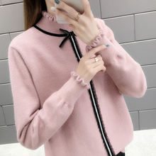 2020秋冬新款木耳边长袖针织衫