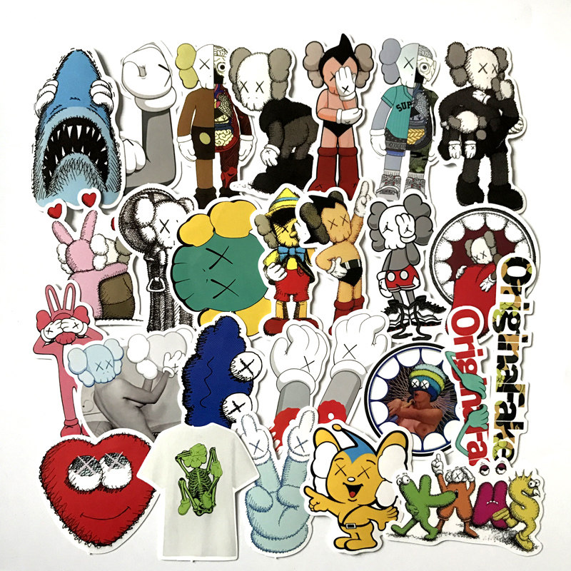 KAWS Suit Cartoon Tide Card Stickers stickers Stickers Notebook Personality Suitcase Stickers Individuality laptop Decorative Sticker with Guitar Skateboard Suitcase Stickers