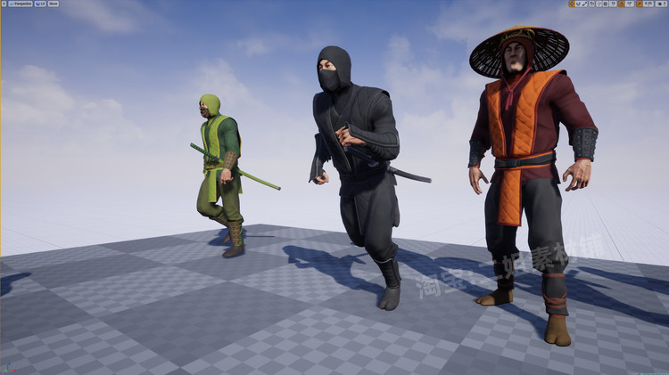 图片[9]-Ninja Warrior忍者武士低聚模块化护腕面具腿甲腰带剑游戏角色UE5-cg男孩