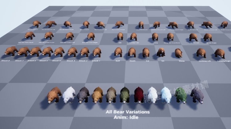 图片[3]-Stylized Bear – RPG Forest Animal程式化熊颜色攻击前行动画UE4-cg男孩