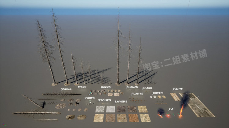 图片[22]-MW Burned Dead Trees Forest Biome燃烧森林死树枯木UE5虚幻5.1-cg男孩