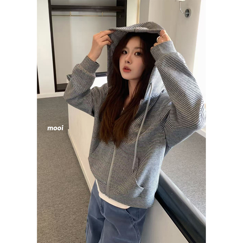 See You Again Cheers Youthful Style Sweatshirt Jacket for Women 2026 Early Autumn New Ins Style Zip-Up Hooded Top