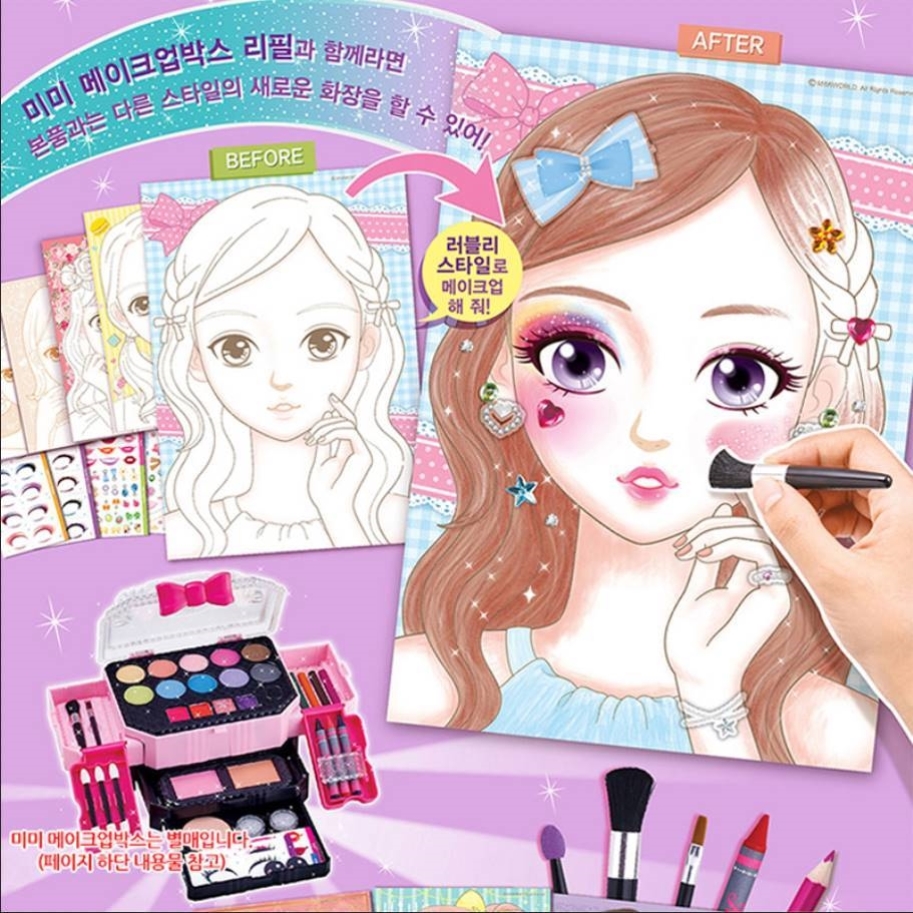 Lovely makeup books changing stickers girl toy character makeup sticker cartoon princess changing facial