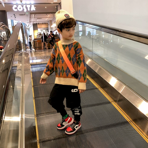 Демисезонная летняя одежда, пуховик, детский зимний трикотажный бархатный свитер, 2020, в западном стиле