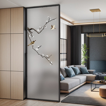 Art glass screen partition living room entrance hall decorative painting new Chinese style double-sided high-end modern simple light luxury