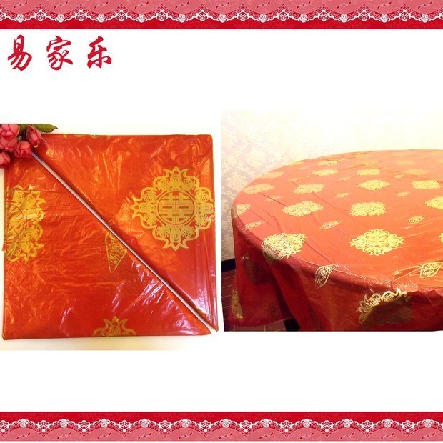 Dầu không thấm nước bên đỏ dùng một lần khăn trải bàn để bàn tròn bàn tròn trong suốt lễ hội nhựa hộ gia đình 180cm - Các món ăn dùng một lần găng tay nấu ăn