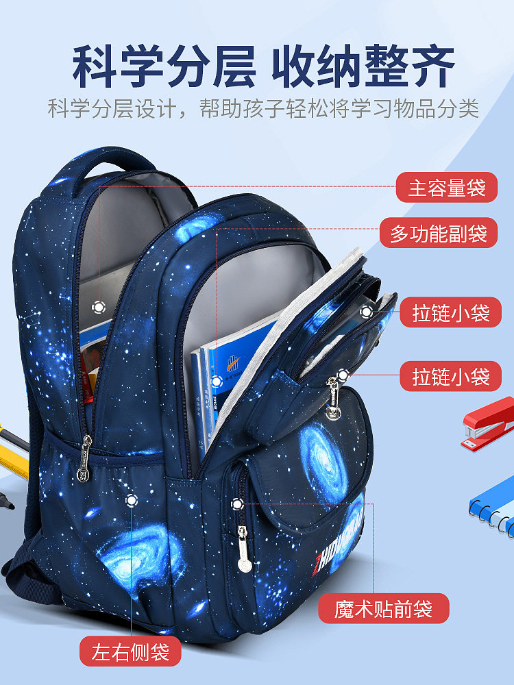 Children's Schoolbags for Boys from Grades One to Three to Six, Primary School Boys, 2025 New Style, Burden-Reducing Spine-Protecting Backpack