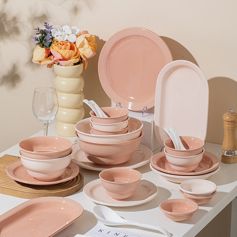 Dopamine Tableware Set, Pink and Girly, Ceramic Rice Bowl, Soup Bowl, Shallow Plate, Pasta Set, Housewarming Gift, Home Use