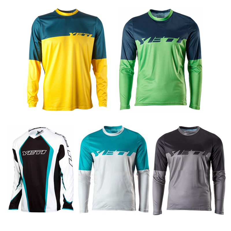 YETI downhill suit bicycle riding suit T-shirt summer long-sleeved quick-drying T-shirt mountain bike off-road shirt set