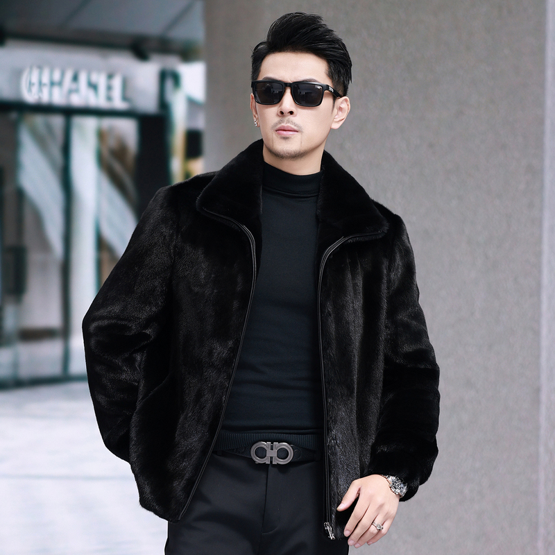 Mink Fur Coat for Men, Mink Fur, Imported from the United States by Baojiamei, Ultra-Short Fur, Stand-Up Collar, Smooth Fur Coat Mink Fur Coat for Men, Mink Fur, Imported from the United States by Baojiamei, Ultra-Short Fur, Stand-Up Collar, Smooth Fur Coat