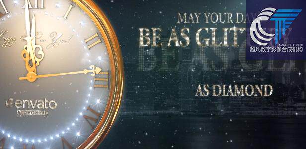 2017年大气钻石质感新年倒计时钟表时钟跨年倒数特效AE模板工程
