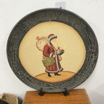 Hand painted Christmas large wooden disc with a shelf 168