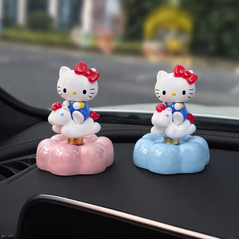 Hello Kitty Cat Rotating Car Ornament, Creative and Cute Dashboard Decoration for the Passenger Seat