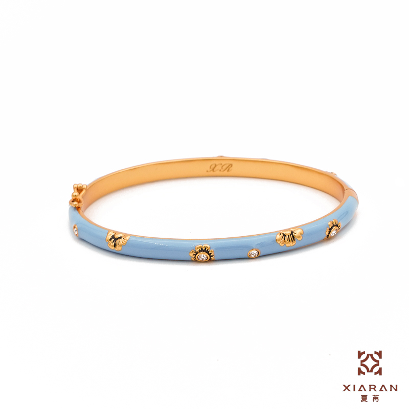 Xiaran """"Guard""Easiest for Match French Casual Bracelet Copper Alloy Bracelet Green Cat Eye Bracelet Women's Niche