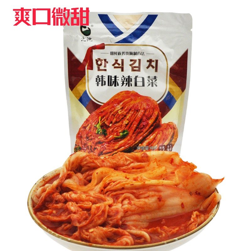 Yanbian specialities North Korean nation Zhengzong Cured Korean Spicy Cabbage Handmade Pickle Pickle Pickle Pickle of the rice dish One bag 400g