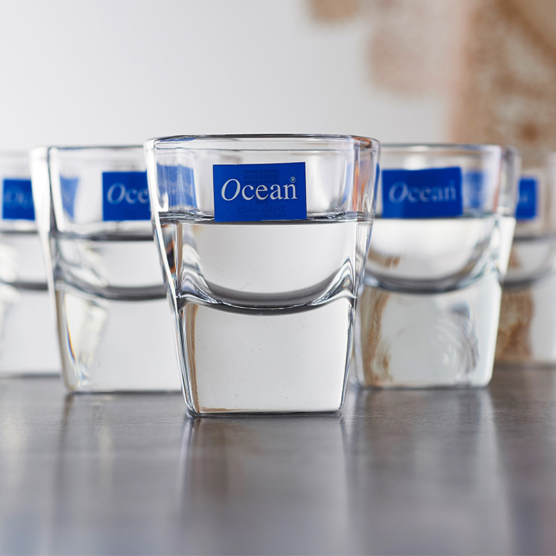 6只进口ocean玻璃无铅玻璃烈酒杯白酒杯子加厚底一口杯家用白酒杯