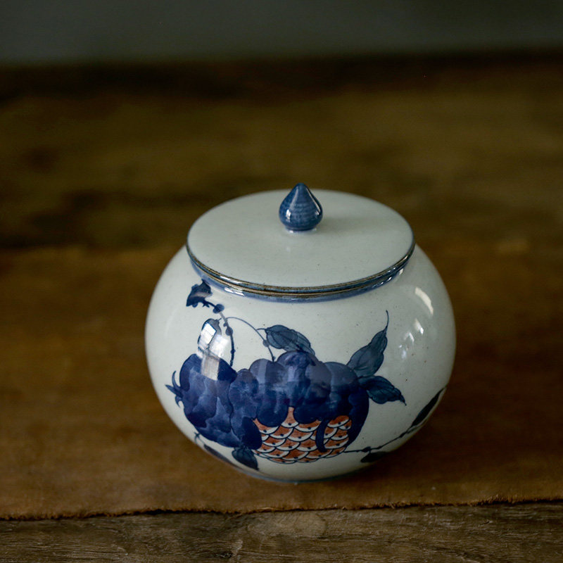 Hand-painted rough pottery tea pot Jingdezhen ceramic tea storage pot tea storage pot wake up tea pot tea warehouse