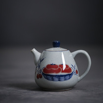 Honglu Hand Painted Pottery Pot small tea Jingdezhen Ceramic Tea Set Bubble Teapot Kung-fu Teapot Coarse Pottery 180ml
