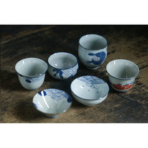 Hand painted green flower tea cup Ceramics Tea Drinking Cup Jingdezhen Kongfu Tea Cup Masters Cup build a small tea cup bamboo hat