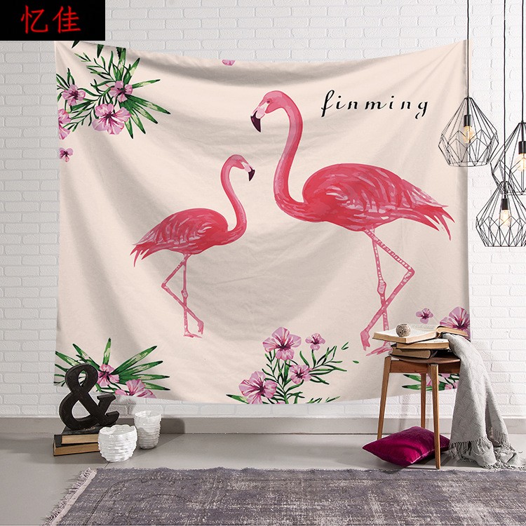 Sắp xếp sinh nhật màn Bắc Âu in màu hồng cô gái phòng ngủ phòng khách nền vải thực vật flamingo tấm thảm xe buýt - Tapestry thảm treo tường mandala