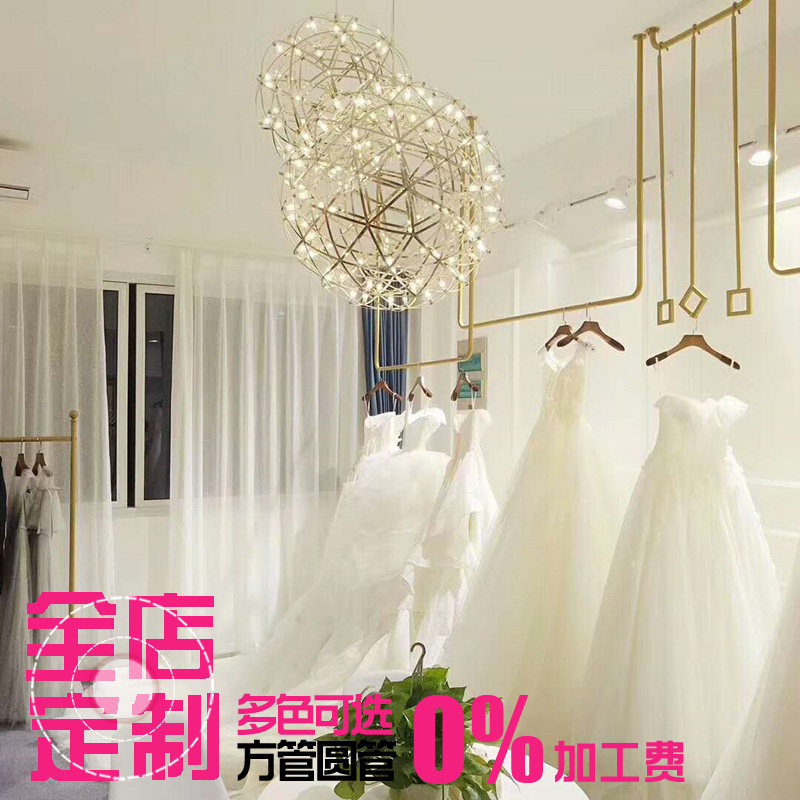 Golden wedding hanger Dress display shelf Women's store hanging wall clothing shelf Hanging ceiling clothing display rack